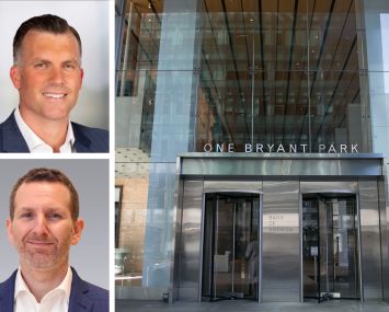 Avison Young's Oliver Petrovic (top), Colliers's Frank Wallach, and One Bryant Park.