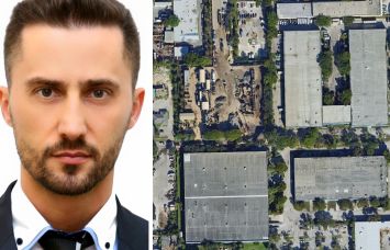 Apex Capital Realty’s Ovy Anghel and a satellite view of Bridge Point Pompano Beach Commerce Park in Pompano Beach, Fla.