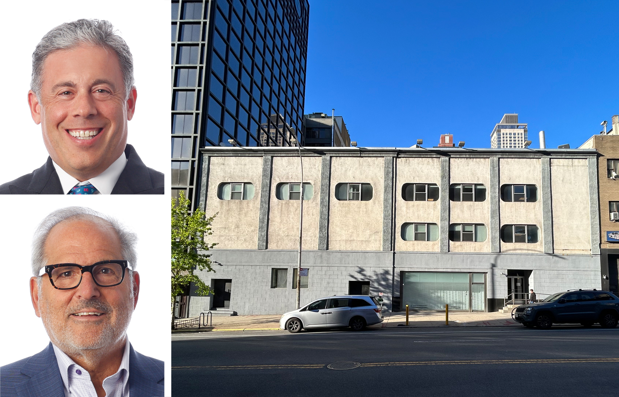 ABS Partners's Randy Modell (top) and Steven Hornstock, and 515 West 57th Street.
