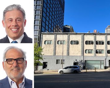 ABS Partners's Randy Modell (top) and Steven Hornstock, and 515 West 57th Street.