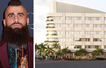 Rivani's Robert Rivani and a rendering of 1691 Michigan Avenue, Miami Beach, Fla.