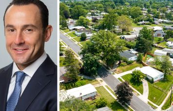 Arrow Real Estate's Ronnie Levine and an aerial view of Pikesville, Md.