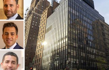 CSC Real Estate's Salo Smeke (top) and Alberto Smeke (center), Slate Property Group's Martin Nussbaum and 300 East 42nd Street.