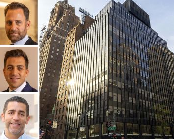 CSC Real Estate's Salo Smeke (top) and Alberto Smeke (center), Slate Property Group's Martin Nussbaum and 300 East 42nd Street.