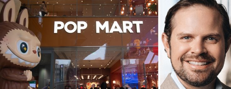 A Pop Mart store in China and Cushman & Wakefield's Steven Soutendijk.