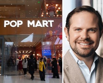 A Pop Mart store in China and Cushman & Wakefield's Steven Soutendijk.