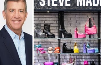 Empire State Realty Trust's Thomas Durels and a display of Steve Madden shoes.