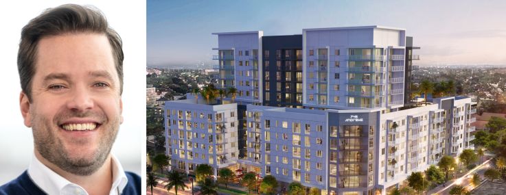 CedarSt co-founder and CEO Will Murphy, and a rendering of 745 North Andrews Avenue, Fort Lauderdale, Fla.