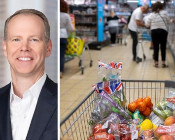 Nuveen's William Huffman and shoppers at an Aldi store.