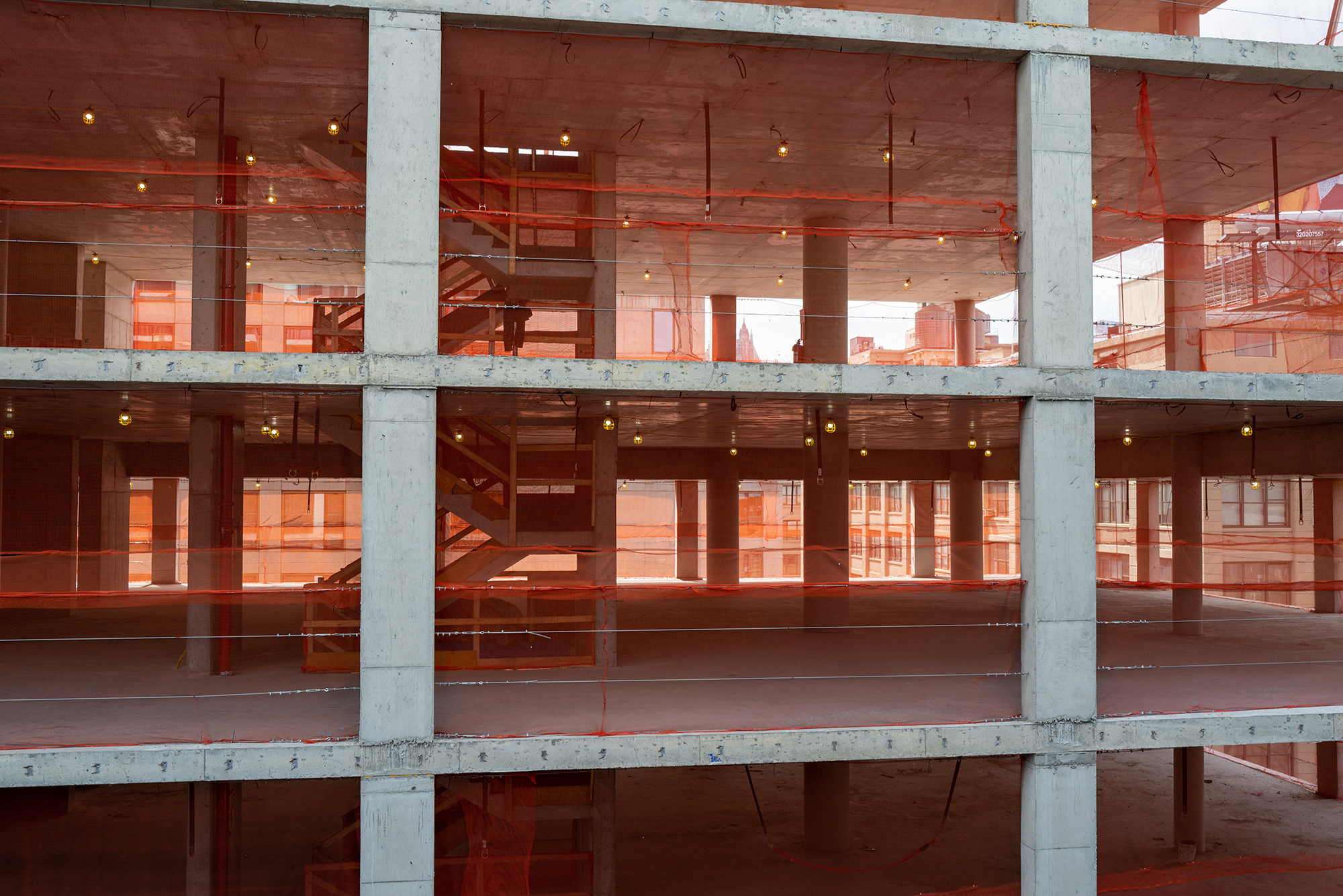 A residential apartment building under construction.