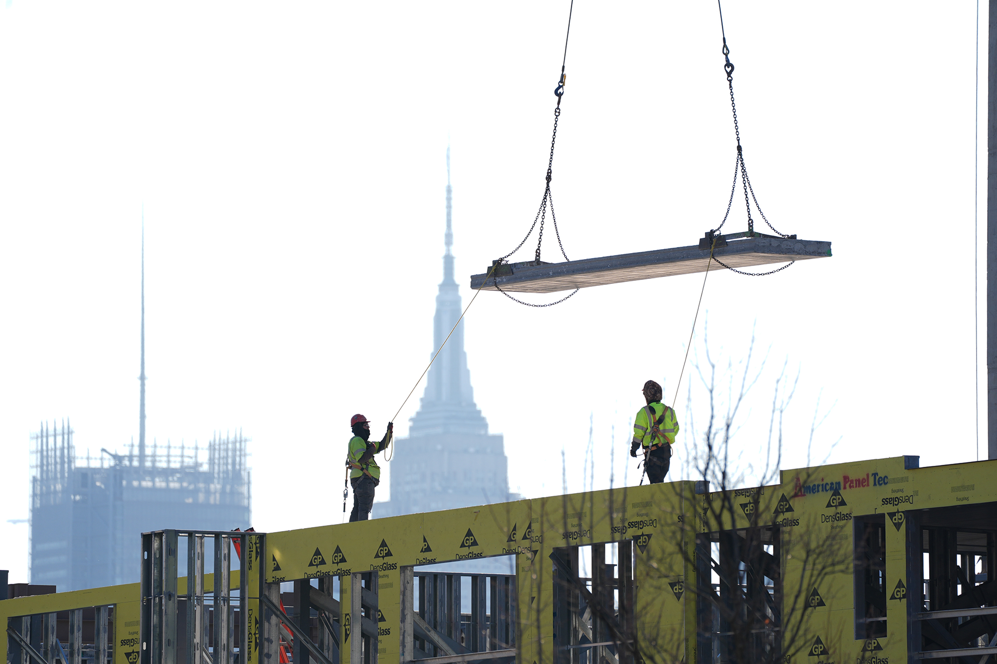 Construction workers at a job site in Manhattan.