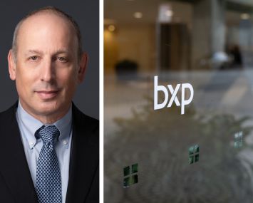 BXP President & Director Douglas Linde and the BXP logo on an office door.