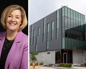 Equinix President and CEO Adaire Fox-Martin and one of Equinix's data centers.