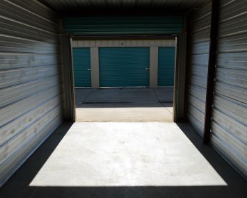 An empty storage locker at a self-storage facility in Colorado.
