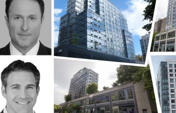 Newmark's Adam Spies (top) and Adam Doneger, 795 Columbus Avenue (top left), 805 Columbus Avenue (top right), 775 Columbus Avenue (bottom right), and 801 Amsterdam Avenue.