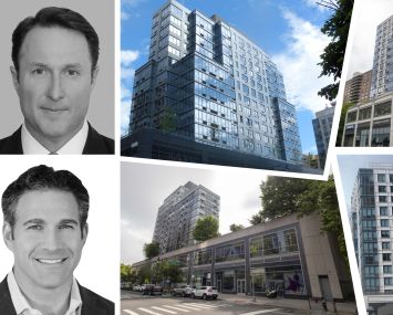 Newmark's Adam Spies (top) and Adam Doneger, 795 Columbus Avenue (top left), 805 Columbus Avenue (top right), 775 Columbus Avenue (bottom right), and 801 Amsterdam Avenue.