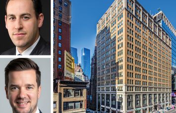 The Feil Organization's Andrew Wiener (top), Kyle Young, and 7 Penn Plaza.