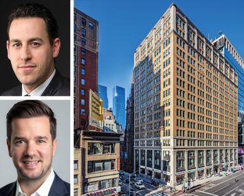 The Feil Organization's Andrew Wiener (top), Kyle Young, and 7 Penn Plaza.