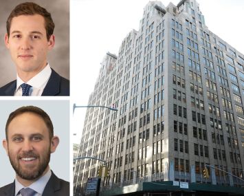 CBRE's Benjamin Joseph (top) and Zachary Price, and 345 Hudson Street.
