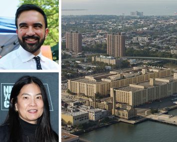 Mayor Zohran Mamdani (top), NYCEDC Interim President & CEO Jeanny Pak, and Brooklyn Army Terminal.