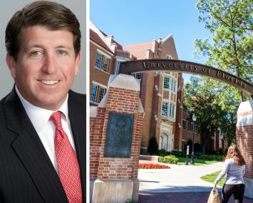 Harrison Street's Christopher Merrill and students on the University of Florida campus.