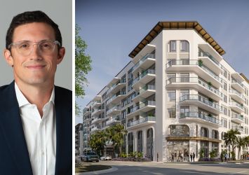 Affinius Capital's Eric Cohen and a rendering of Bayside North in Sarasota, Fla.