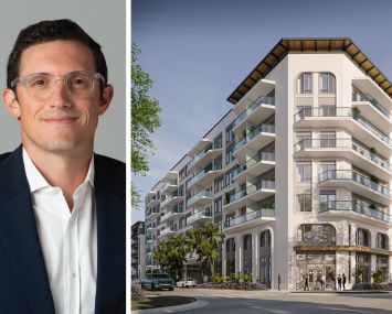 Affinius Capital's Eric Cohen and a rendering of Bayside North in Sarasota, Fla.