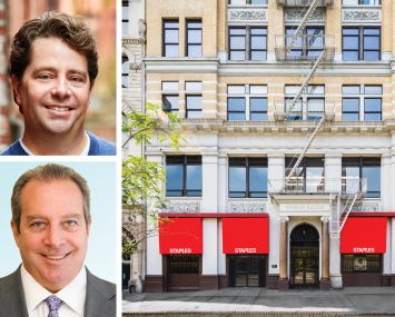 GFP Real Estate's Eric Gural (top), Buchbinder & Warren Realty Group's William Abramson, and 5-9 Union Square West.
