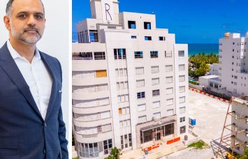 Nahla Capital co-founder Genghis Hadi and the former Raleigh Hotel in Miami Beach.