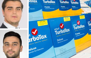 KSR's Jack Hamadani (top) and Freddy Souid, and TurboTax software on display in a store.