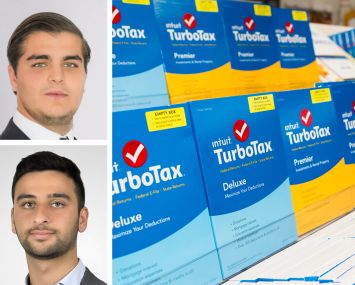 KSR's Jack Hamadani (top) and Freddy Souid, and TurboTax software on display in a store.