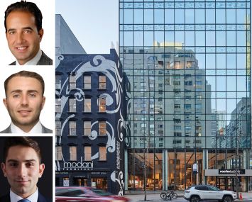 Newmark’s Jared Horowitz (top), John Cilmi (center) and William Grover, and 950 Third Avenue.