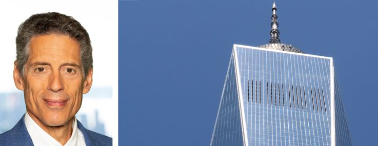 The Durst Organization's Jonathan Durst (top) and Douglas Durst, and One World Trade Center.