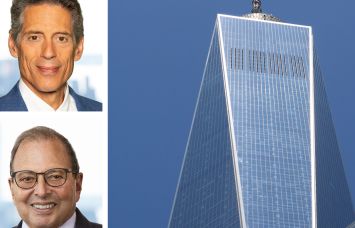The Durst Organization's Jonathan Durst (top) and Douglas Durst, and One World Trade Center.