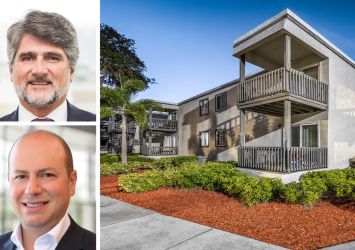 Bridge Investment Group CEO Jonathan Slager (top) and Arrow Real Estate Advisors's Morris Betesh, and Rivertree Landing Apartments in Tampa, Fla.