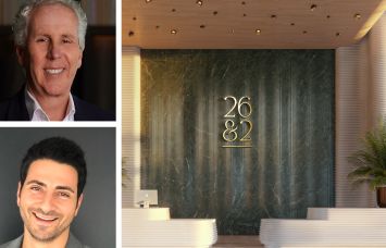 PMG's Kevin Maloney (top), LNDMRK Development's Alex Karakhanian, and a rendering of 26 & 2 Residences planned for Miami.