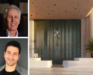 PMG's Kevin Maloney (top), LNDMRK Development's Alex Karakhanian, and a rendering of 26 & 2 Residences planned for Miami.