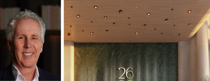 PMG's Kevin Maloney (top), LNDMRK Development's Alex Karakhanian, and a rendering of 26 & 2 Residences planned for Miami.