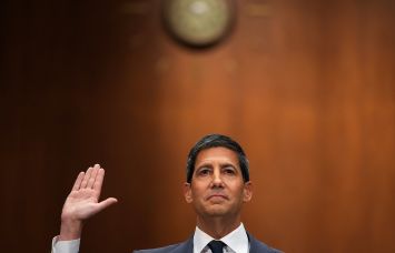 Kevin Warsh is sworn in to testify during his Senate Committee on Banking, Housing, and Urban Affairs confirmation hearing.