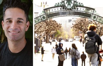 Core Spaces's Marc Lifshin and students walking across a university campus.