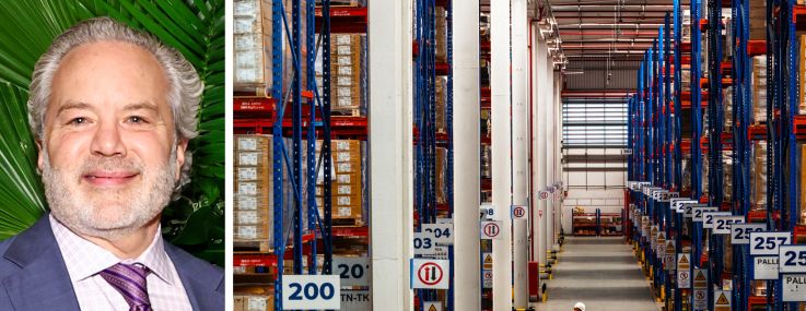 Michael Weil, CEO of Global Net Lease, and the interior of a warehouse.