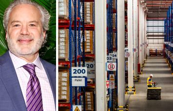 Michael Weil, CEO of Global Net Lease, and the interior of a warehouse.