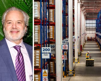 Michael Weil, CEO of Global Net Lease, and the interior of a warehouse.