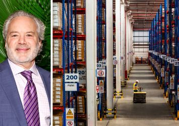 Michael Weil, CEO of Global Net Lease, and the interior of a warehouse.