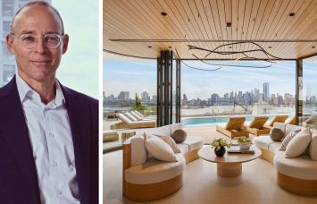Naftali Group CEO Miki Naftali and the juice bar at Williamsburg Wharf in Brooklyn.