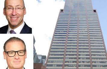 Newmark's Neil Goldmacher (top) and Brian Goldman, and 787 Seventh Avenue.