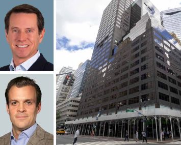 CBRE's Paul Amrich (top) and Neil King and 685 Third Avenue.