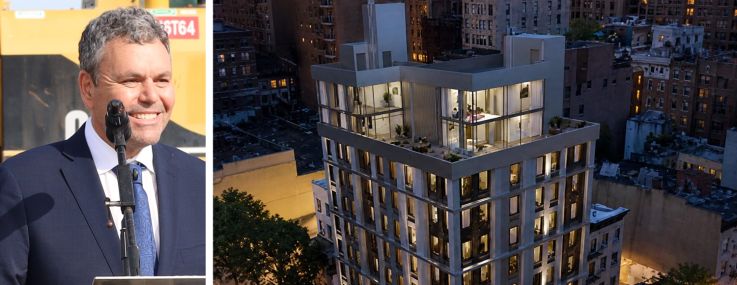 Castellan Capital's Paul Salib and a rendering of 129 East 28th Street.