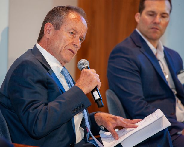 Paul Vanderslice speaks on a panel at the Commercial Observer National Finance Forum.