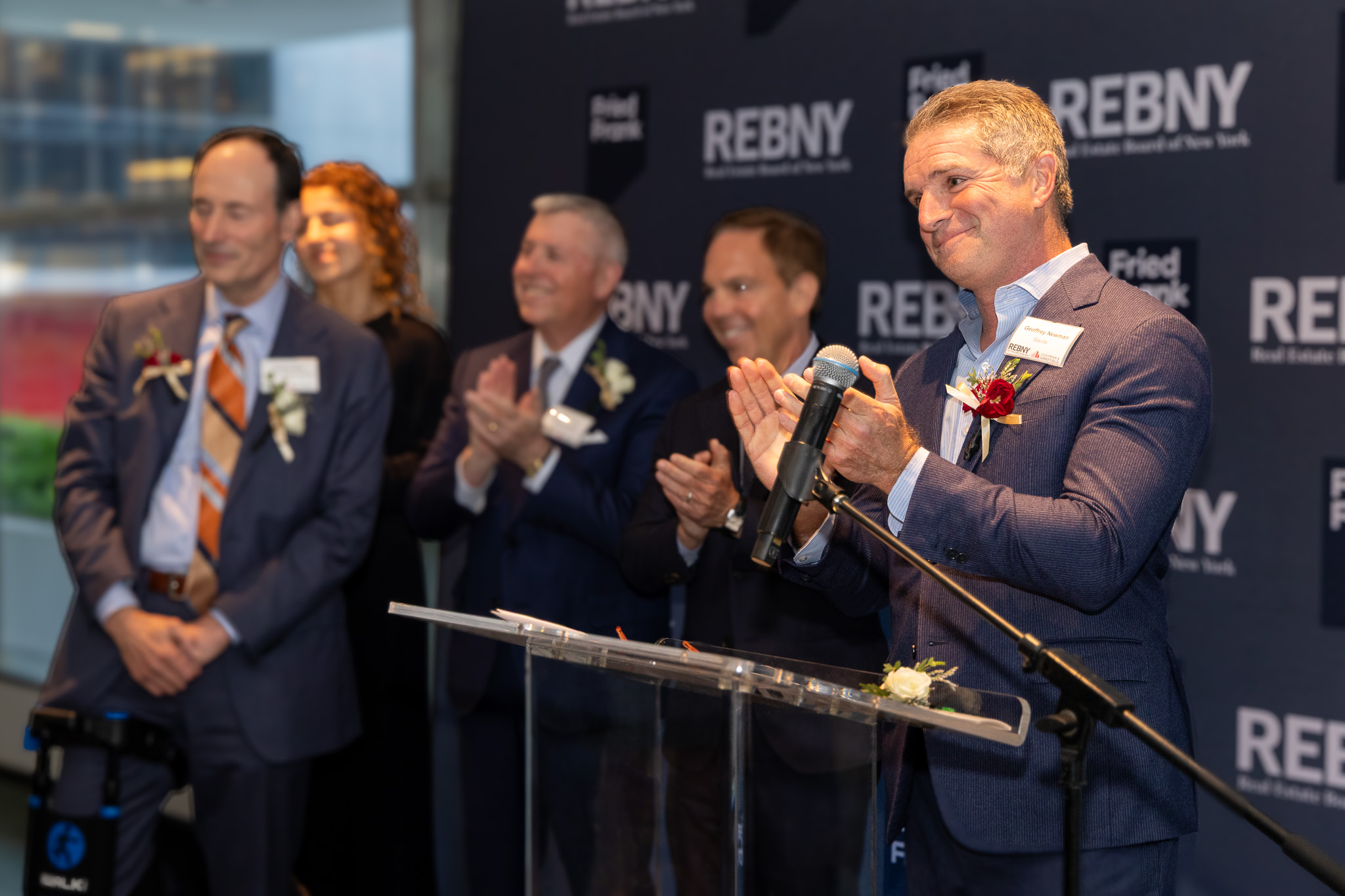 Geoffrey Newman of Savills accepts the Henry Hart Rice Achievement Award at REBNY’s Annual Commercial Sales Most Ingenious Deal of the Year Awards.